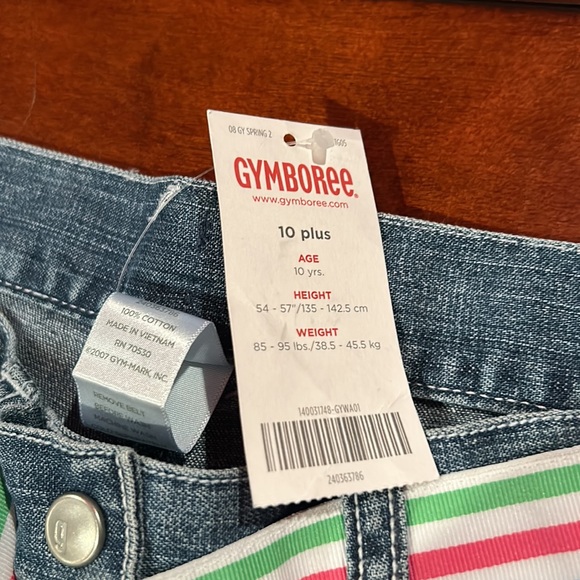 NWT Gymboree Tennis Match wide leg denim pant stripe belt Size 10 plus 2008 Line - Picture 10 of 13